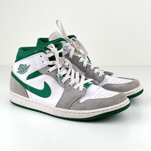 Authentic MENS SIZE 10 Air Jordan 1 Mid SE 'Grey Pine Green